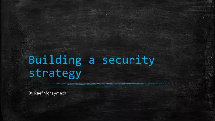 building a security strategy