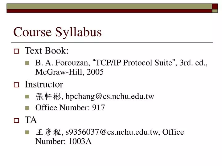 course syllabus