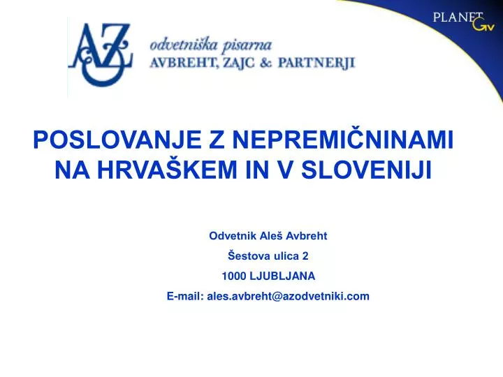 poslovanje z nepremi ninami na hrva kem in v sloveniji
