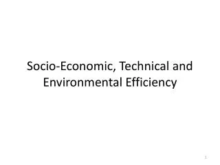 Socio-Economic, Technical and Environmental Efficiency