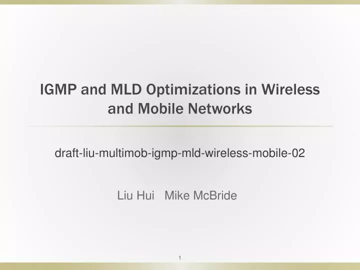 igmp and mld optimizations in wireless and mobile networks