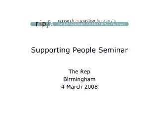 Supporting People Seminar