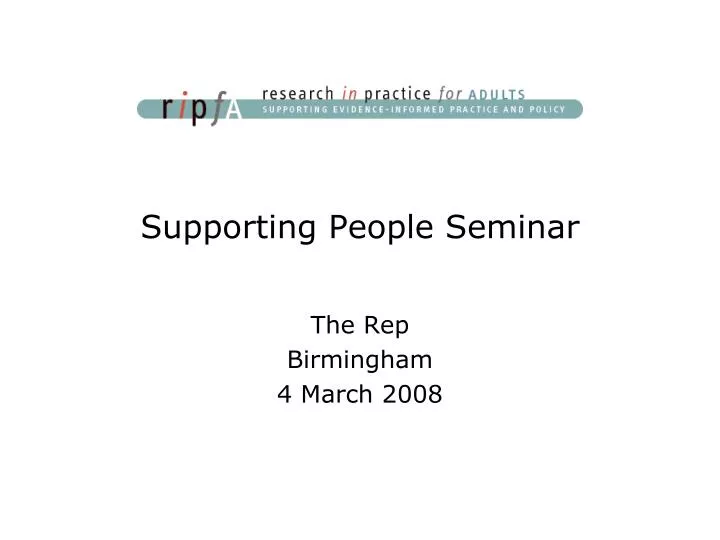 supporting people seminar