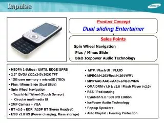 Sales Points Spin Wheel Navigation Plus / Minus Slide B&amp;O Icepower Audio Technology