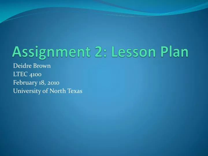 assignment 2 lesson plan