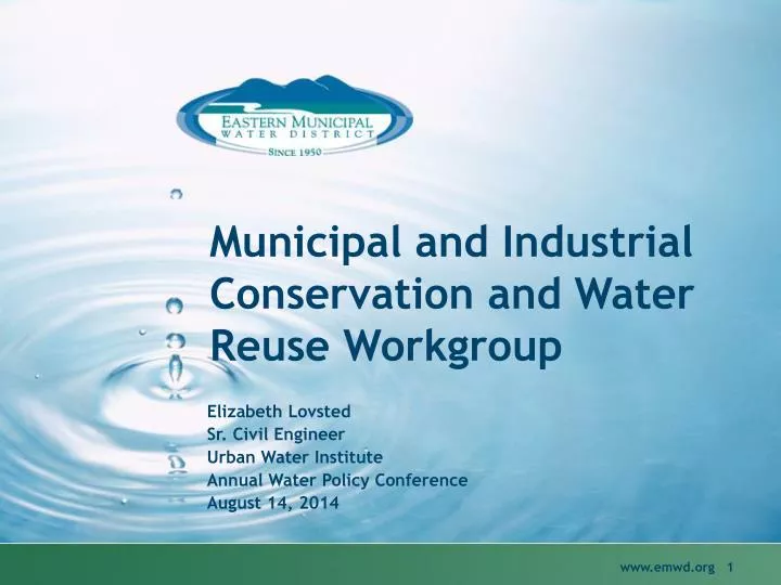 municipal and industrial conservation and water reuse workgroup