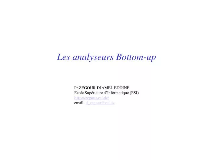 les analyseurs bottom up