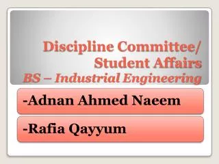 discipline committee student affairs bs industrial engineering