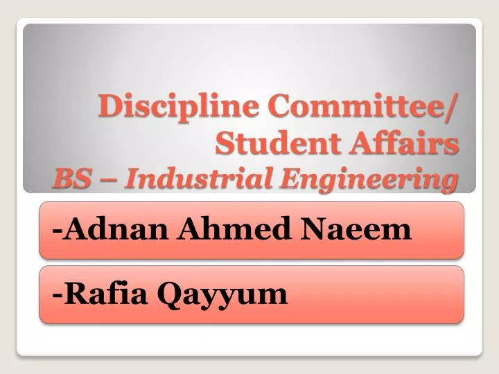 discipline committee student affairs bs industrial engineering