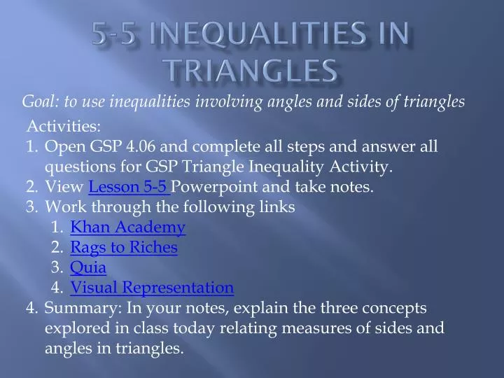 5 5 inequalities in triangles