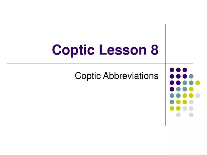 coptic lesson 8