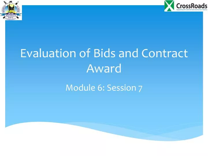 evaluation of bids and contract award