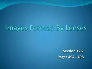 Images Formed By Lenses