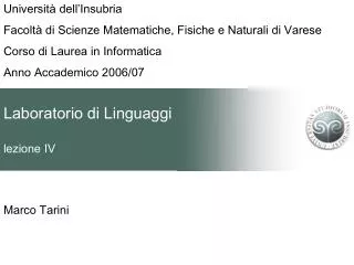 laboratorio di linguaggi lezione iv