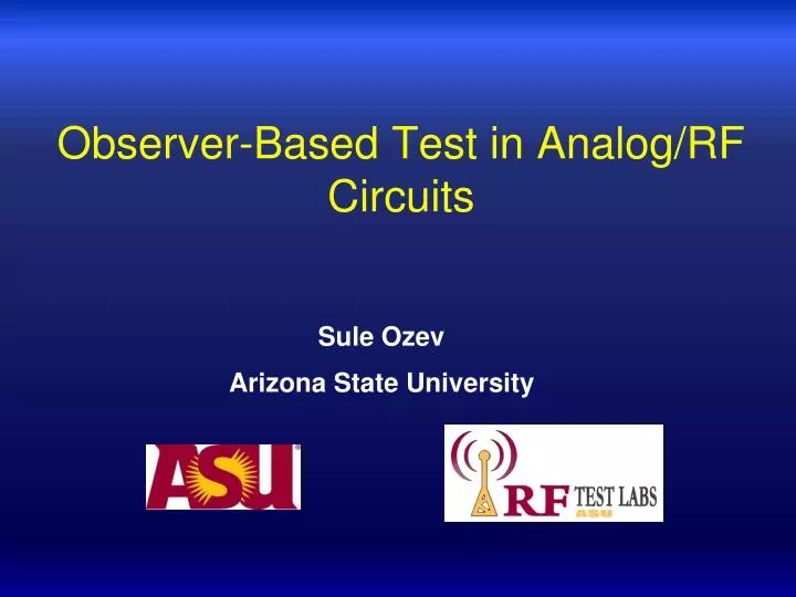 observer based test in analog rf circuits