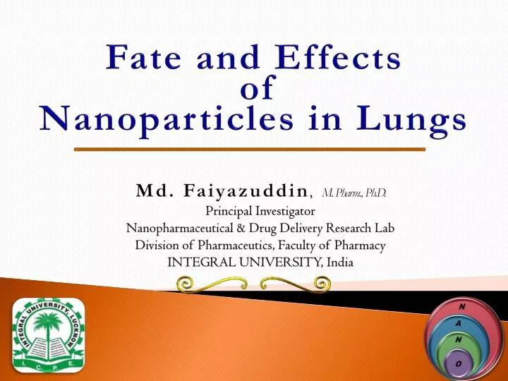 fate and effects of nanoparticles in lungs