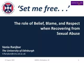 Vania Ranjbar The University of Edinburgh V.Ranjbar@sms.ed.ac.uk