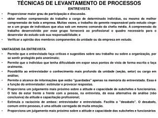 t cnicas de levantamento de processos