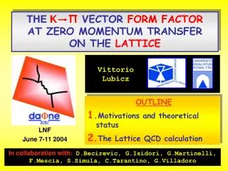 OUTLINE Motivations and theoretical status The Lattice QCD calculation