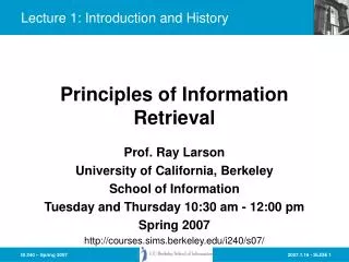 Lecture 1: Introduction and History