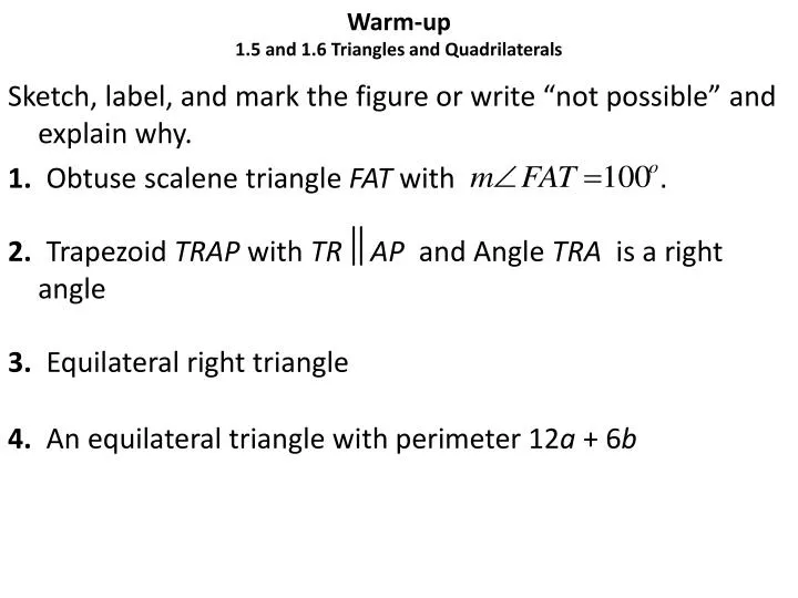 warm up 1 5 and 1 6 triangles and quadrilaterals