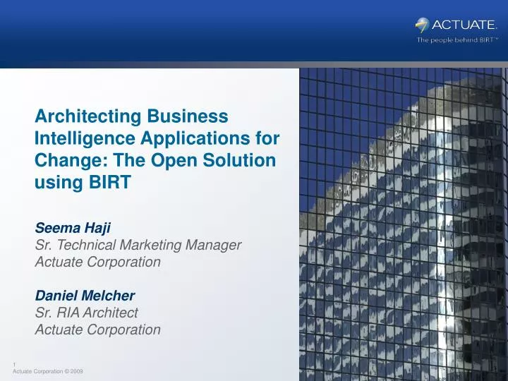 architecting business intelligence applications for change the open solution using birt