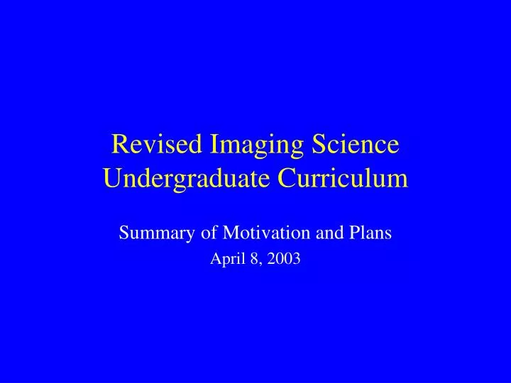 revised imaging science undergraduate curriculum