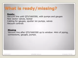 What is ready/missing?