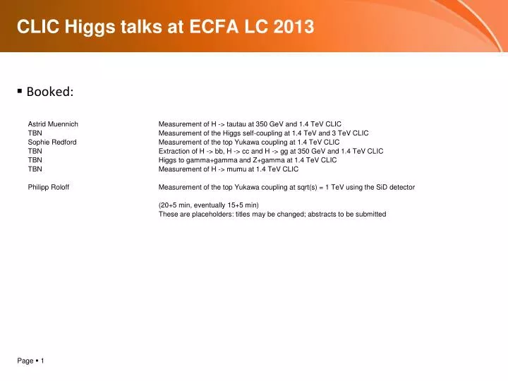 clic higgs talks at ecfa lc 2013