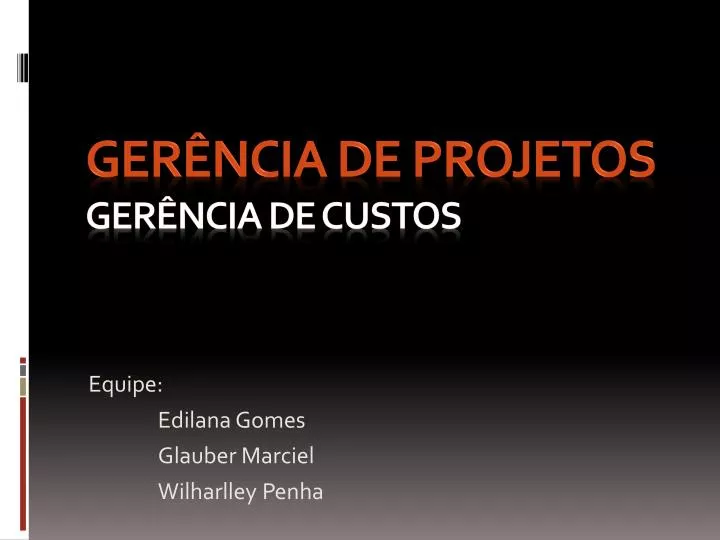 ger ncia de projetos ger ncia de custos