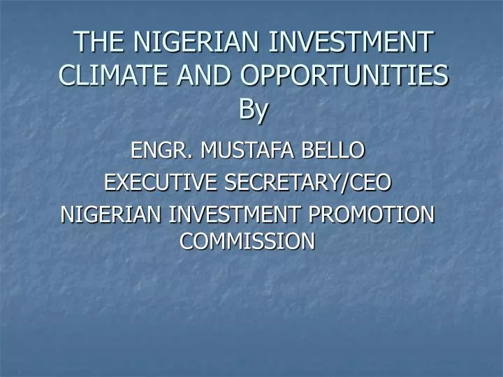 the nigerian investment climate and opportunities by