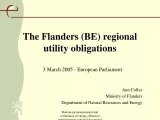 The Flanders (BE) regional utility obligations