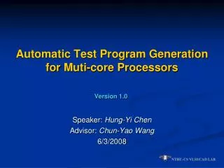 Automatic Test Program Generation for Muti -core Processors