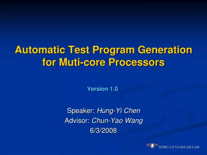 automatic test program generation for muti core processors