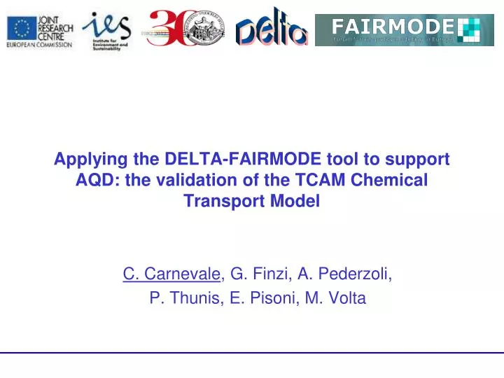 applying the delta fairmode tool to support aqd the validation of the tcam chemical transport model