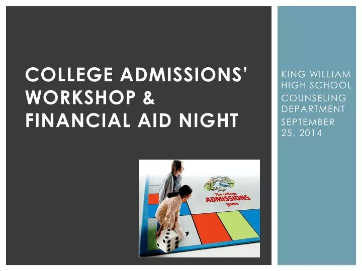 college admissions workshop financial aid night