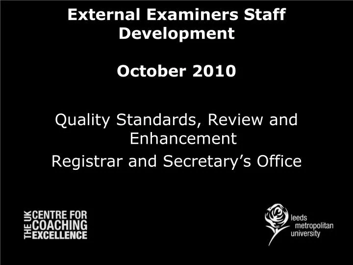 external examiners staff development october 2010
