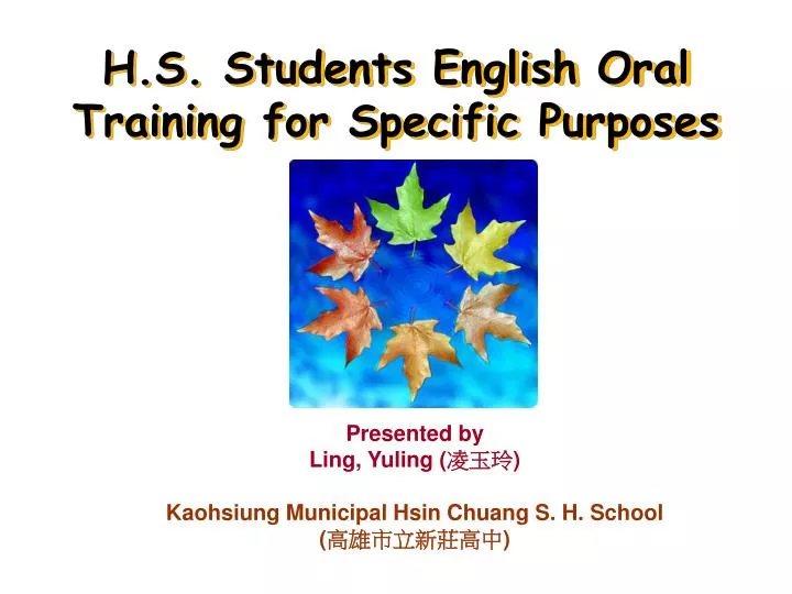 h s students english oral training for specific purposes