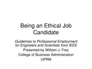 Being an Ethical Job Candidate