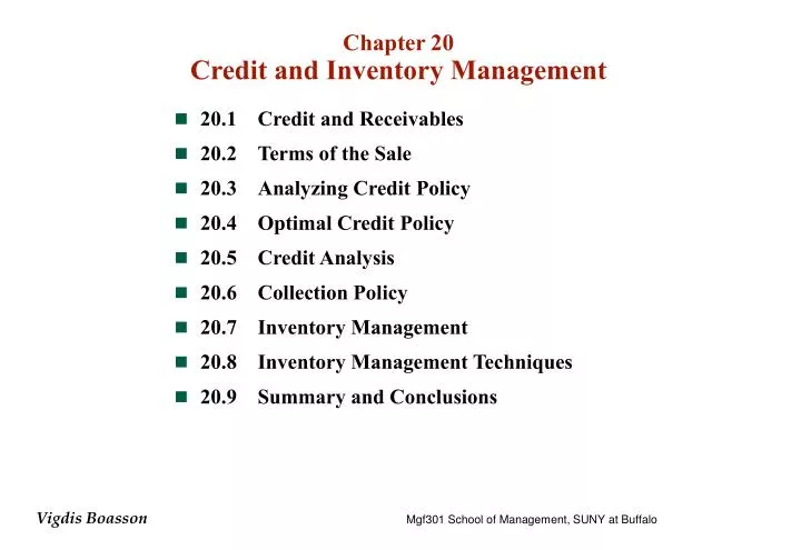 chapter 20 credit and inventory management