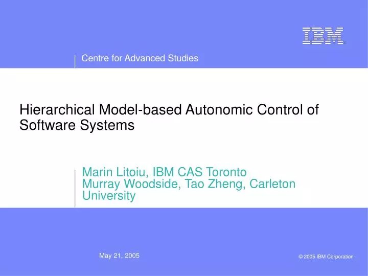 hierarchical model based autonomic control of software systems