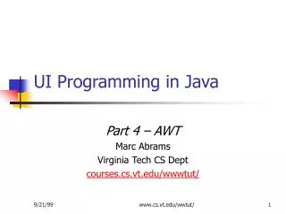 UI Programming in Java