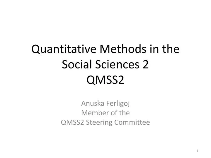 quantitative methods in the social sciences 2 qmss2