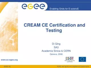 CREAM CE Certification and Testing