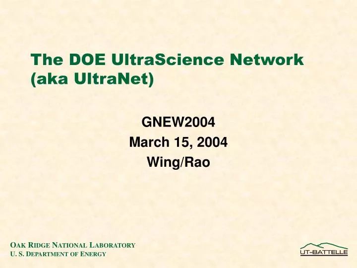 the doe ultrascience network aka ultranet
