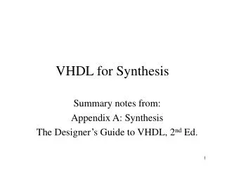 VHDL for Synthesis