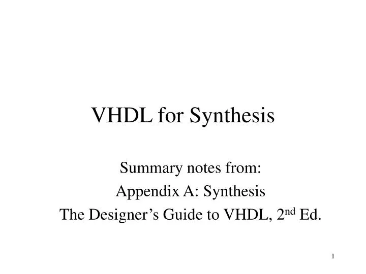 vhdl for synthesis