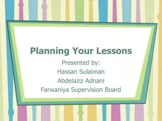 planning your lessons