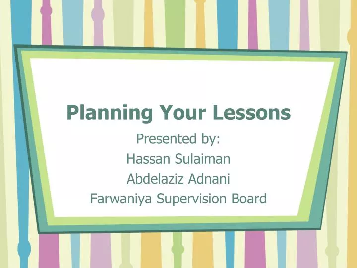 planning your lessons