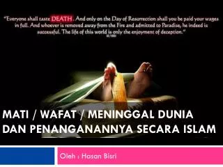 mati wafat meninggal dunia dan penanganannya secara islam